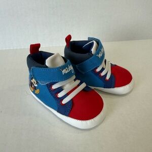 6m - 9m Disney Mickey Mouse Baby Soft Shoes - Red and Blue
